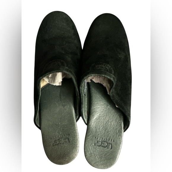 UGG Australia Womens Black Suede Leather Abbie Studded Wooden Clog Mules Size 9 - Picture 2 of 11